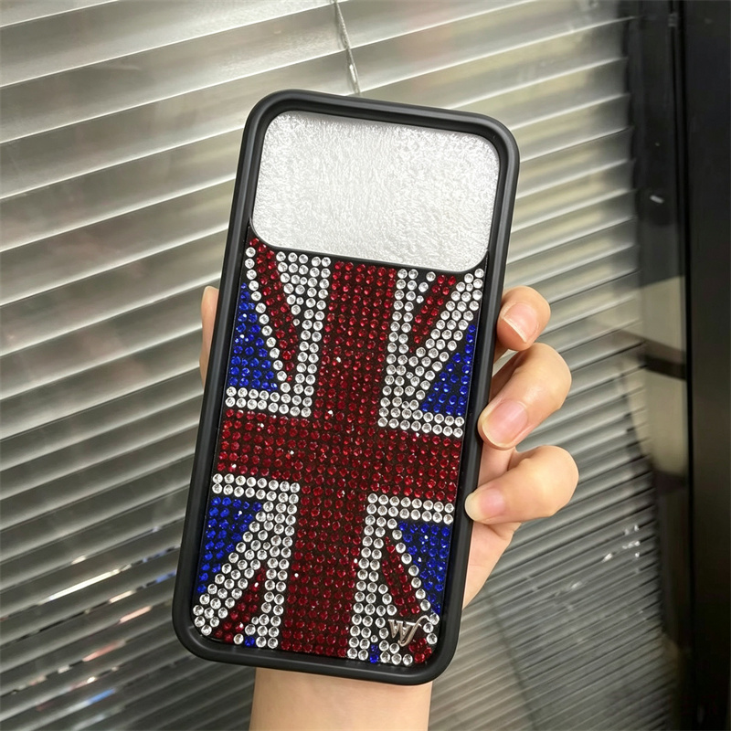 Phone Cases London - 반짝이는 라인스톤 장식의 유니언잭과 야생화 디자인이