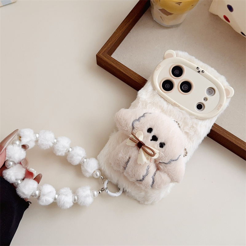 3D 만화 리본 강아지 따뜻하고 폭신한 플러시 폰 케이 - Phone Cases For Iphone 16 리뷰 및 가격