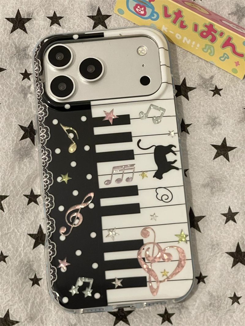 흑백 피아노 음표 고양이 귀여운 폰 케이스 아이폰 18 - Phone Cases Xr Iphone 리뷰 및 가격