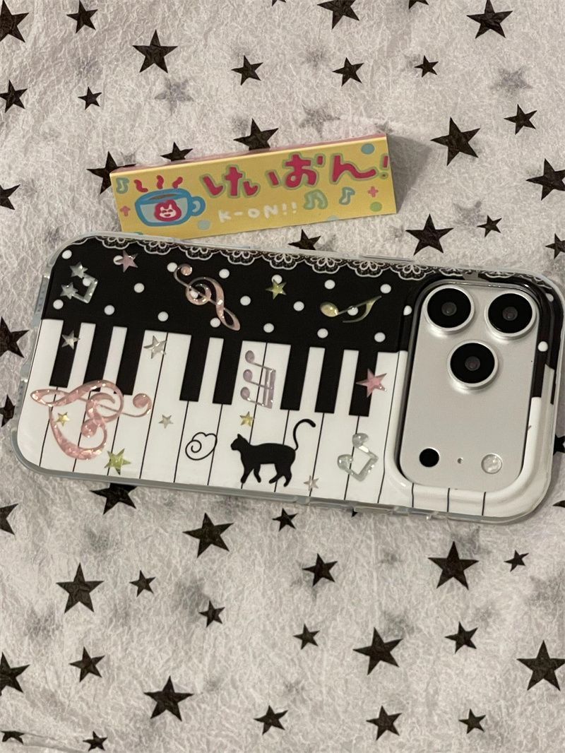 흑백 피아노 음표 고양이 귀여운 폰 케이스 아이폰 18 - Phone Cases Xr Iphone 리뷰 및 가격