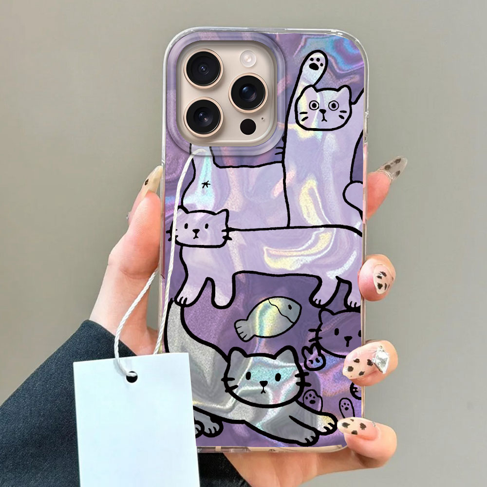 퍼플 라인 고양이 물고기 물 질감 아이폰 16 15 1 - Phone Cases Xr Iphone 리뷰 및 가격