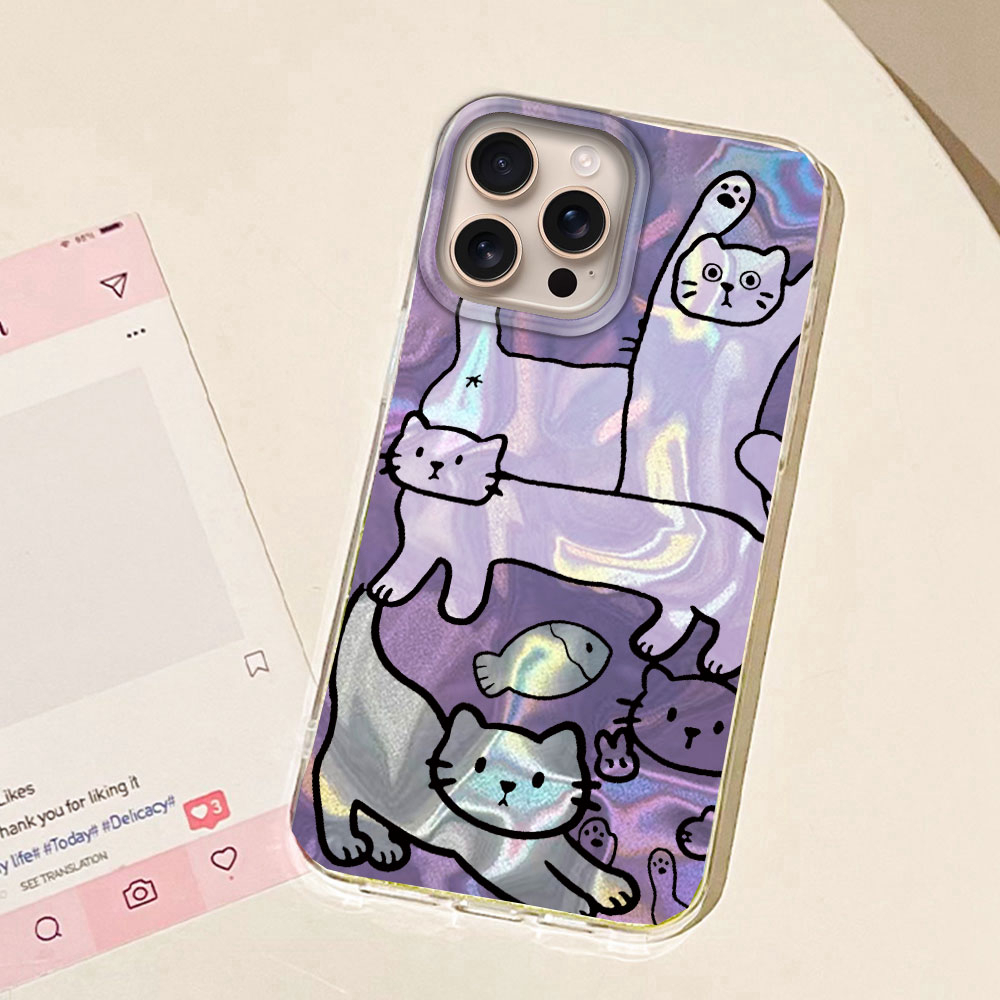 퍼플 라인 고양이 물고기 물 질감 아이폰 16 15 1 - Phone Cases Xr Iphone 리뷰 및 가격